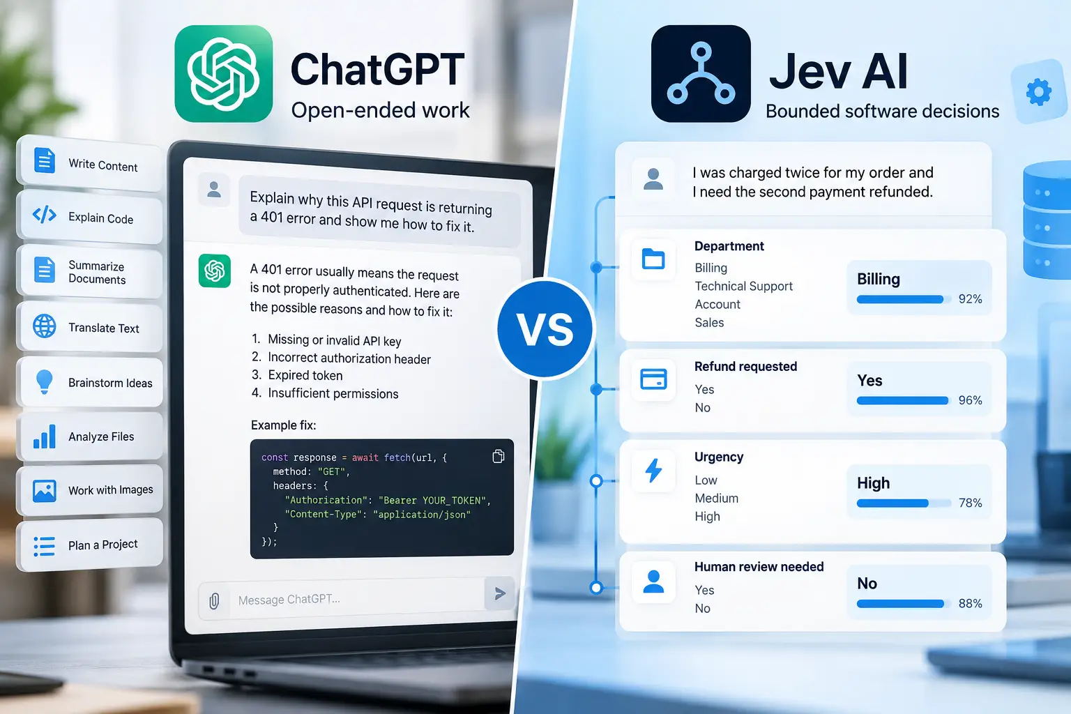Jev AI vs ChatGPT How Are They Actually Different